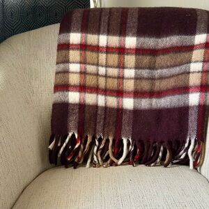 Vintage Faribo Faribault Woolen Mill Plaid Wool Throw Blanket 56x50 Plaid Brown